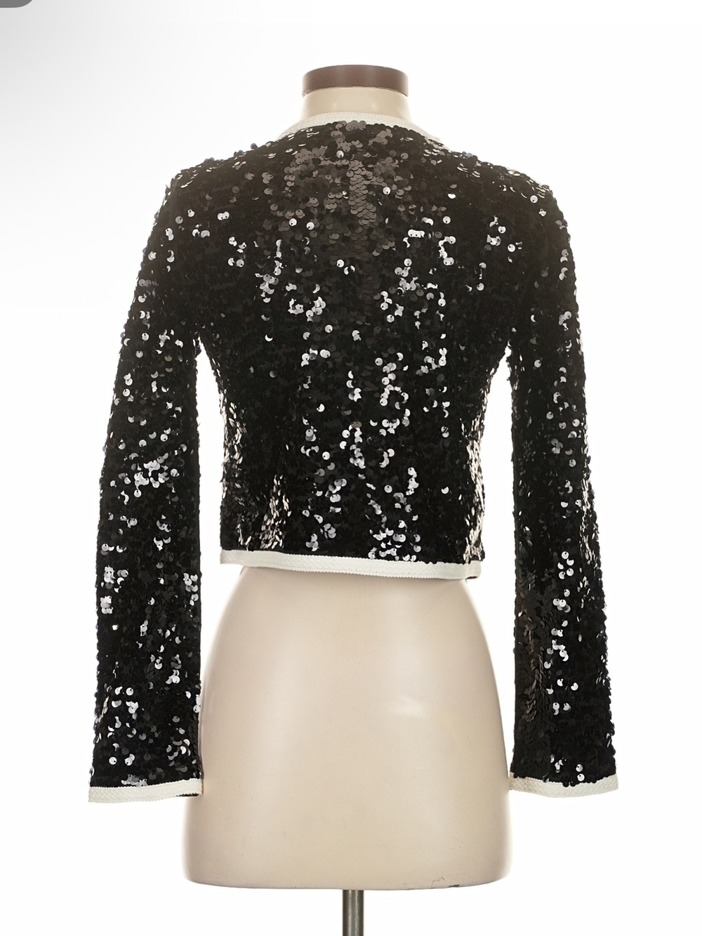 J. Crew Black Sequin Mariner Cropped Jacket - Picture 6 of 8